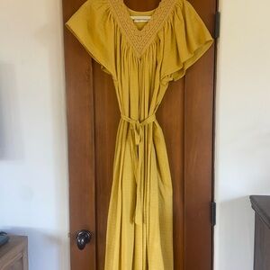Christy Dawn Mustard Dress with Delicate Lace